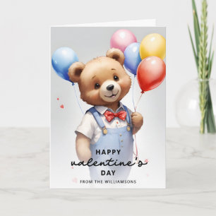 Niedlicher Bär mit Ballon am Valentinstag Karte