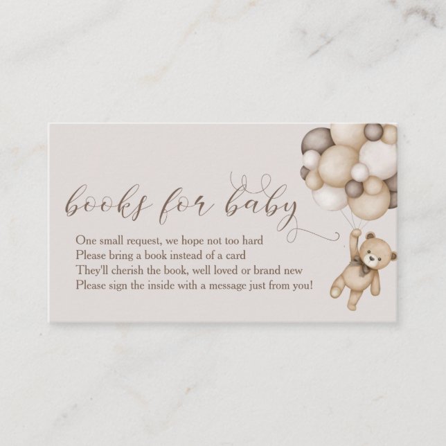 Niedlicher Bär mit Balloonbüchern für Baby Begleitkarte (Vorderseite)