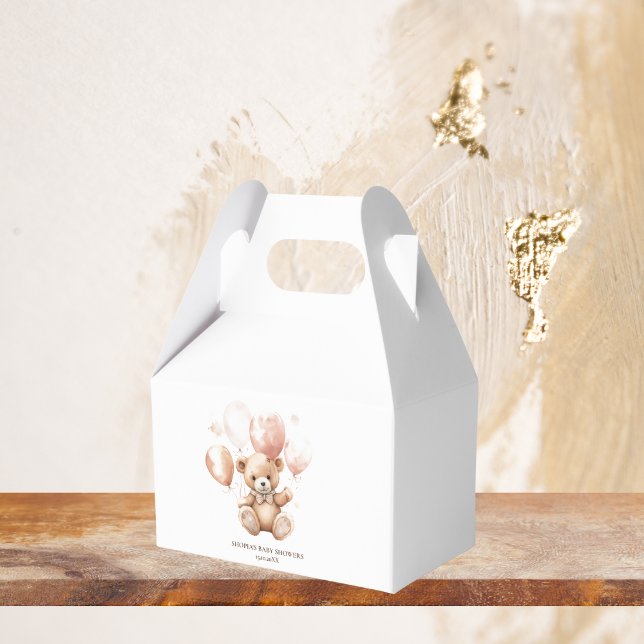 Niedlicher Bär mit Balloons | Baby Pink Geschenkschachtel (Von Creator hochgeladen)