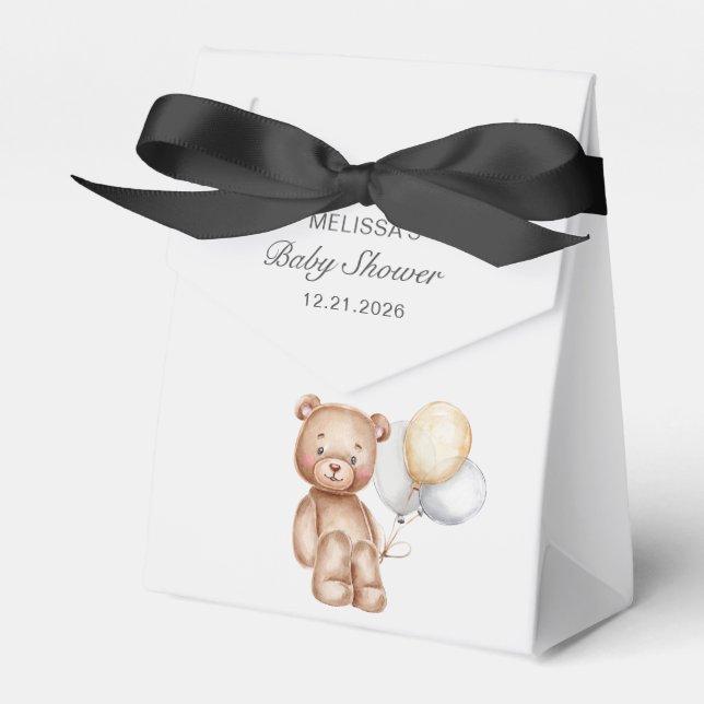 Niedlicher Bär mit Balloons Babydusche Geschenkschachtel (Vorderseite)