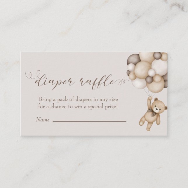 Niedlicher Bär mit Balloons Windelnde Begleitkarte (Vorderseite)