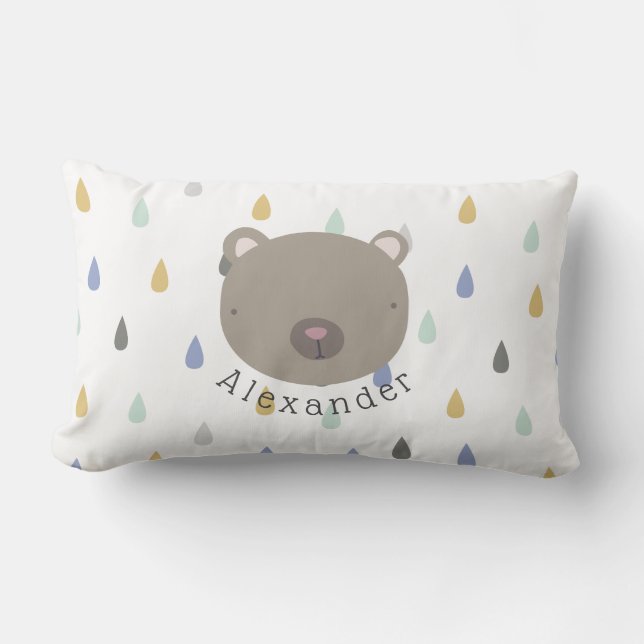 Niedlicher Bär mit benutzerdefinierbarem Namen Lendenkissen (Vorderseite)