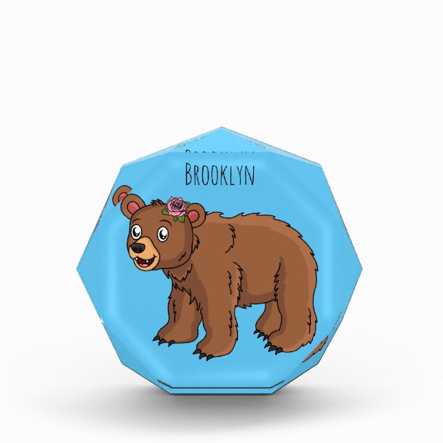 Niedlicher Bär mit Blume Cartoon Abbildung Fotoblock (Vorderseite)
