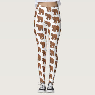 Niedlicher Bär mit Blume Cartoon Abbildung Leggings
