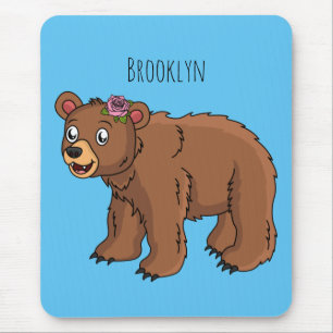 Niedlicher Bär mit Blume Cartoon Abbildung Mousepad