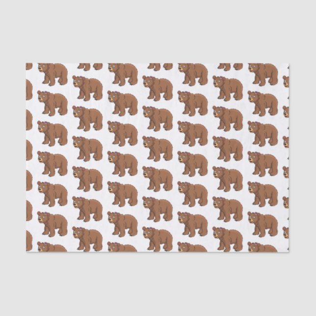 Niedlicher Bär mit Blume Cartoon Abbildung Seidenpapier (Vorderseite)