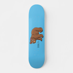 Niedlicher Bär mit Blume Cartoon Abbildung Skateboard