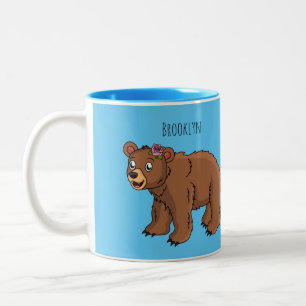 Niedlicher Bär mit Blume Cartoon Abbildung Zweifarbige Tasse