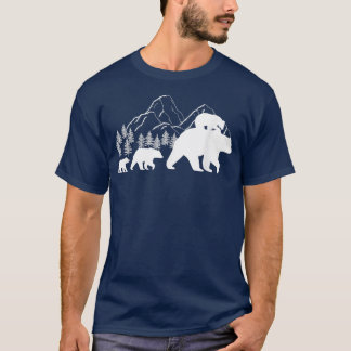 Niedlicher Bär mit Cubs Vintag Sunset - Retro-Fami T-Shirt