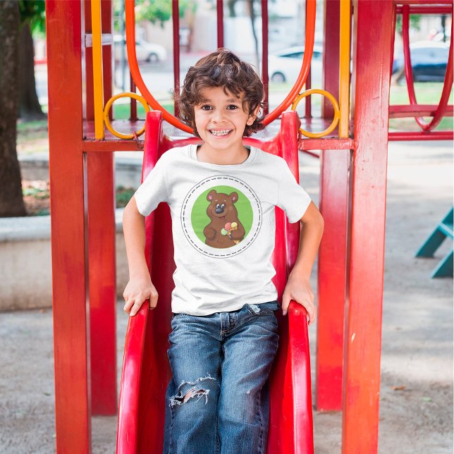 Niedlicher Bär mit Eiscreme-Kone-Fun Tier T-Shirt (Von Creator hochgeladen)