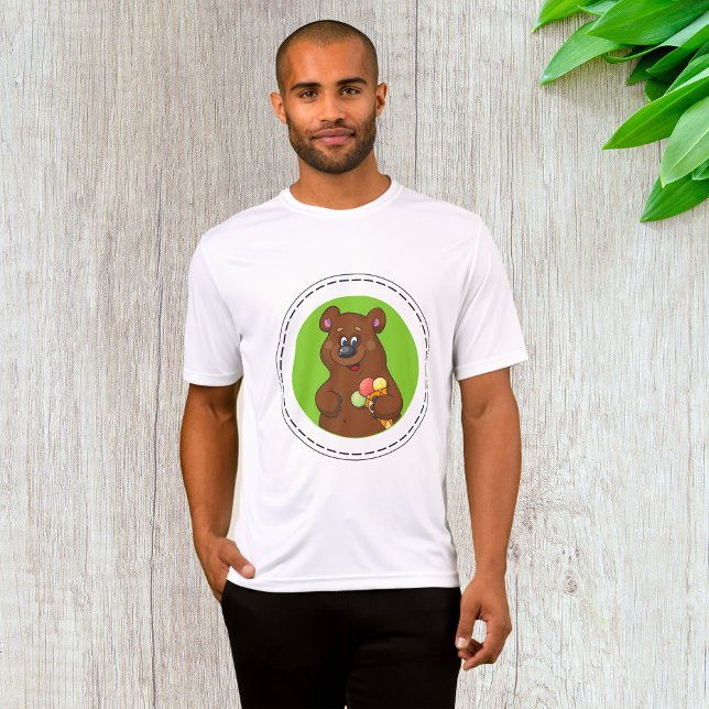 Niedlicher Bär mit Eiscreme-Kone-Fun Tier T-Shirt (Von Creator hochgeladen)