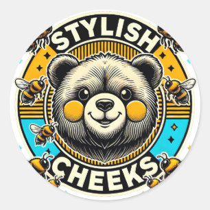 Niedlicher Bär mit gelben Wangen Runder Aufkleber