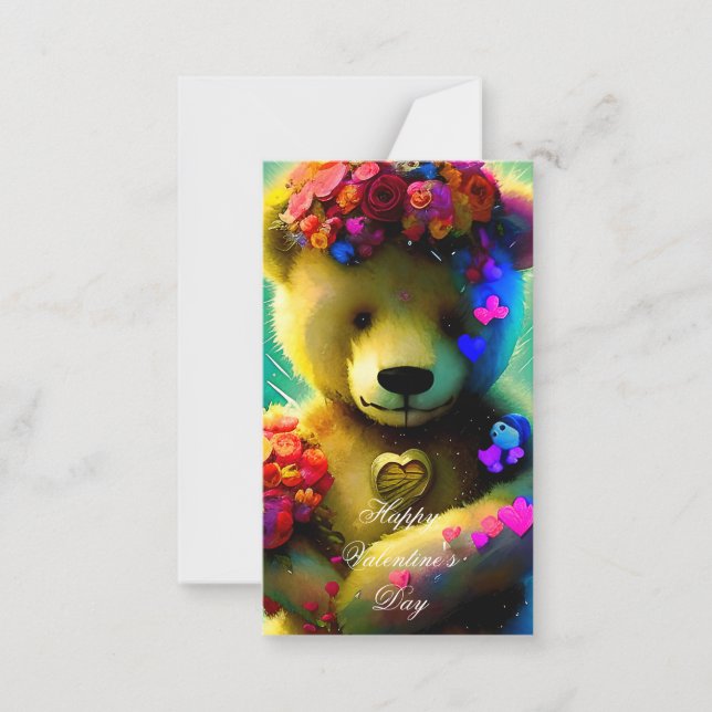 Niedlicher Bär mit Herzkinder Mitteilungskarte (Vorderseite)