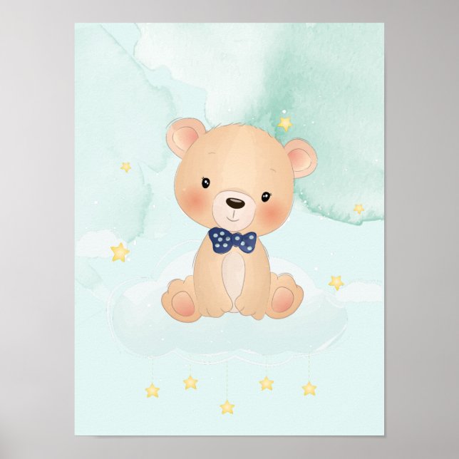 Niedlicher Bär mit Sternen Poster (Vorne)