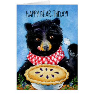 Niedlicher Bär mit Torte, wild lebende Tiere,