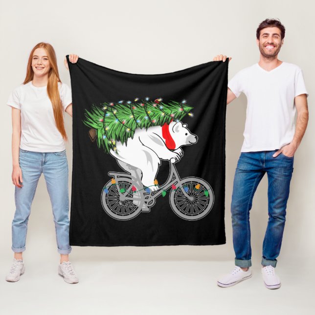 Niedlicher Bär mit Weihnachtsbaumgeschenk für Radf Fleecedecke (Beispiel)