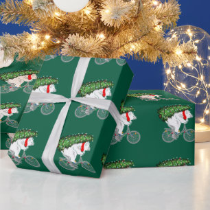Niedlicher Bär mit Weihnachtsbaumgeschenk für Radf Geschenkpapier
