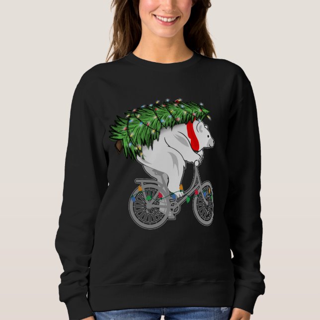 Niedlicher Bär mit Weihnachtsbaumgeschenk für Radf Sweatshirt (Vorderseite)