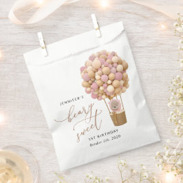Niedlicher Bär, rosa Balloons, erster Geburtstag Geschenktütchen