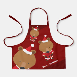 Niedlicher Bär Santa Burgundy Frohe Weihnachtsfeie Schürze