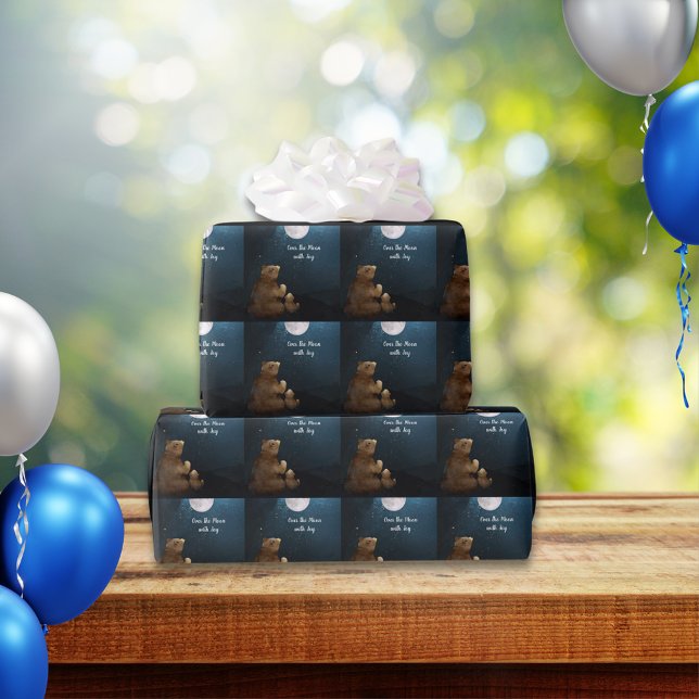 Niedlicher Bär über dem Mond Geschenkpapier (Von Creator hochgeladen)