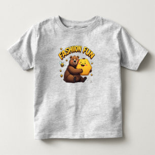 Niedlicher Bär umarmt gelbe Honigwabe Kleinkind T-shirt
