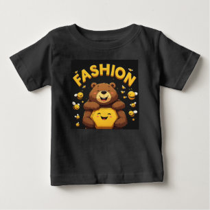 Niedlicher Bär umarmt gelben Honigwaben Baby T-shirt