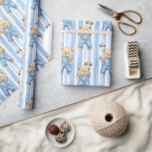 Niedlicher Bär und Baby Boy Wrapping Paper Geschenkpapier