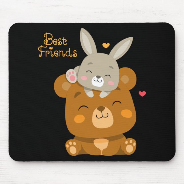 Niedlicher Bär und Kaninchen Mousepad (Vorne)
