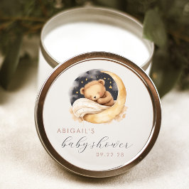 Niedlicher Bär und Mond Kinderdusche Runder Aufkleber