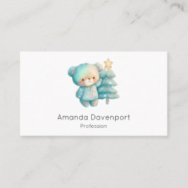 Niedlicher Bär und Weihnachtsbaum Visitenkarte