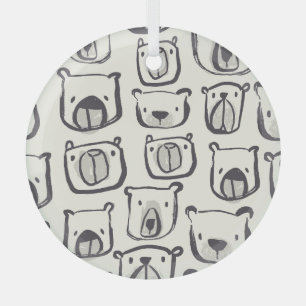 Niedlicher Bär, von Hand gezeichnet nahtloses Must Ornament Aus Glas