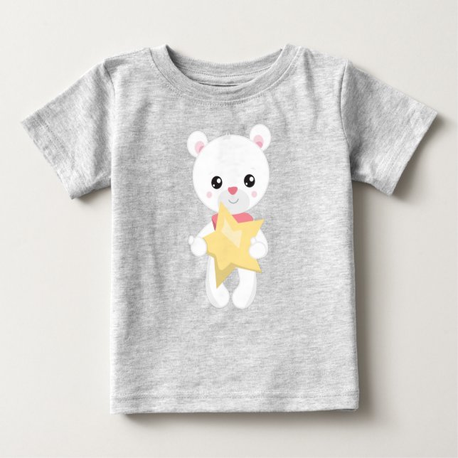Niedlicher Bär, Weißbär, Teddybär, Babybär, Star Baby T-shirt (Vorderseite)