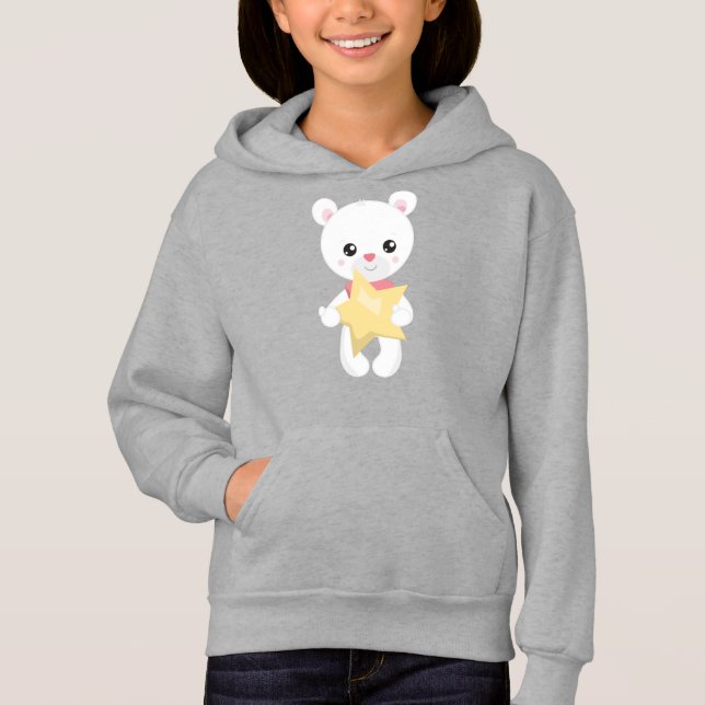 Niedlicher Bär, Weißbär, Teddybär, Babybär, Star Hoodie (Vorderseite)