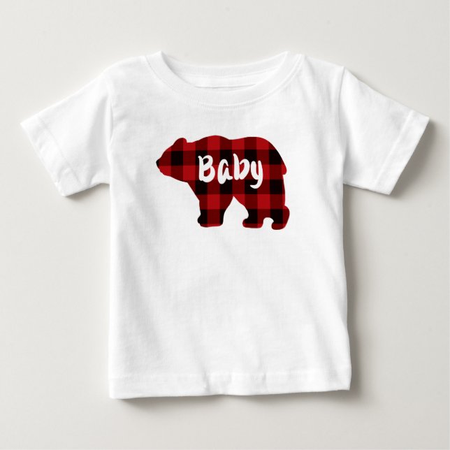 Niedlicher Bärenbüffel, kariert Baby T-shirt (Vorderseite)
