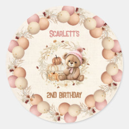 Niedlicher Bärenfall Geburtstagskorb Runder Aufkleber