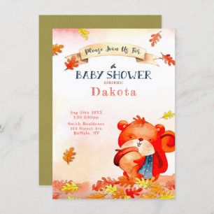 Niedlicher Bärenfall Herbst Kinderdusche Einladung