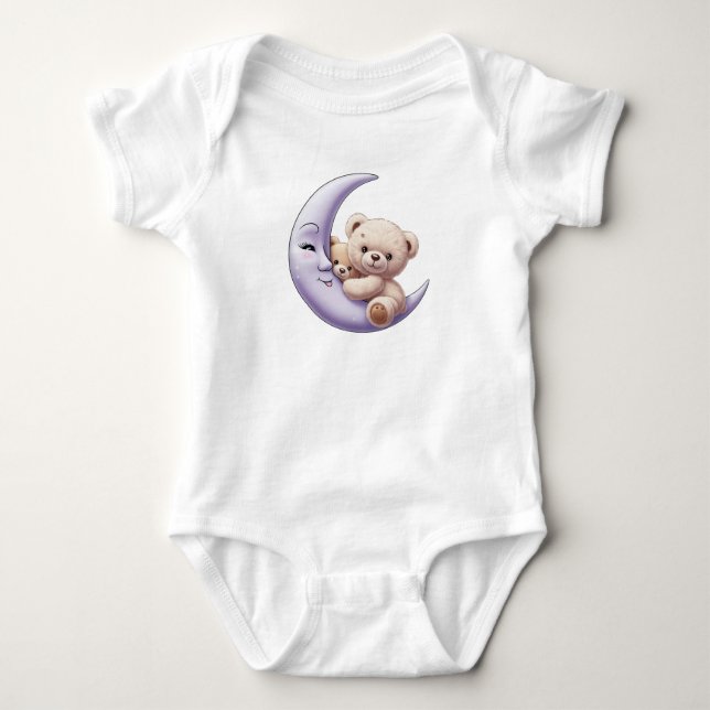 Niedlicher Bärenhalter Mond - Baby One Piece Baby Strampler (Vorderseite)