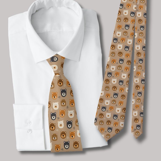 Niedlicher Bärenkopf illustriert Krawatte (Cute bear head animal tie)