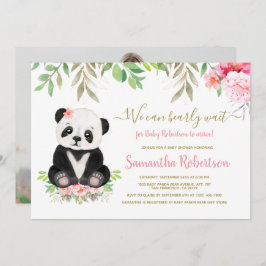 Niedlicher Bärenrot Rosa Bläserblütendusche Foto Einladung