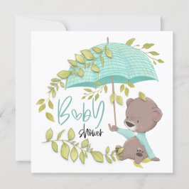 Niedlicher Bärenschirm Botanische Kinderdusche Einladung