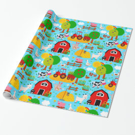 Niedlicher Barnyard Farm Tier Geburtstagsparty Kid Geschenkpapier