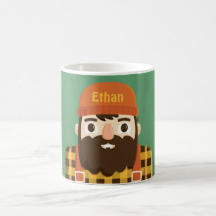 Niedlicher Bart Holzfäller in Gelb Karo Tasse