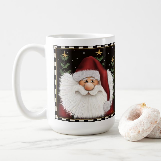 Niedlicher Bart Weihnachtsfeiertag Tasse (Mit Donut)