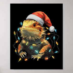 Niedlicher Bartdrache Weihnachtsbeleuchtung Weihna Poster