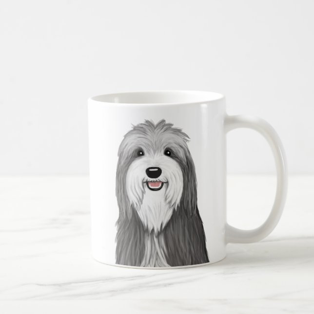 Niedlicher Bartkarikaturenhund Kaffeetasse (Rechts)