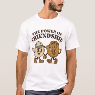 Niedlicher Baseball- und Glove Cartoon Grafik T-Shirt