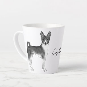 Niedlicher Basenji-Hund in Schwarz und Weiß & Indi Milchtasse