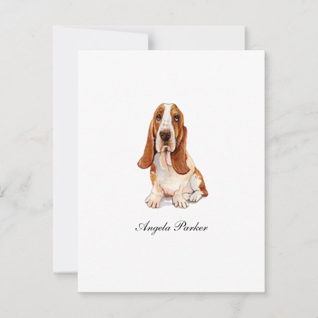 Niedlicher Basset Hound Aquarellfarben Flat Danke  (Vorderseite)
