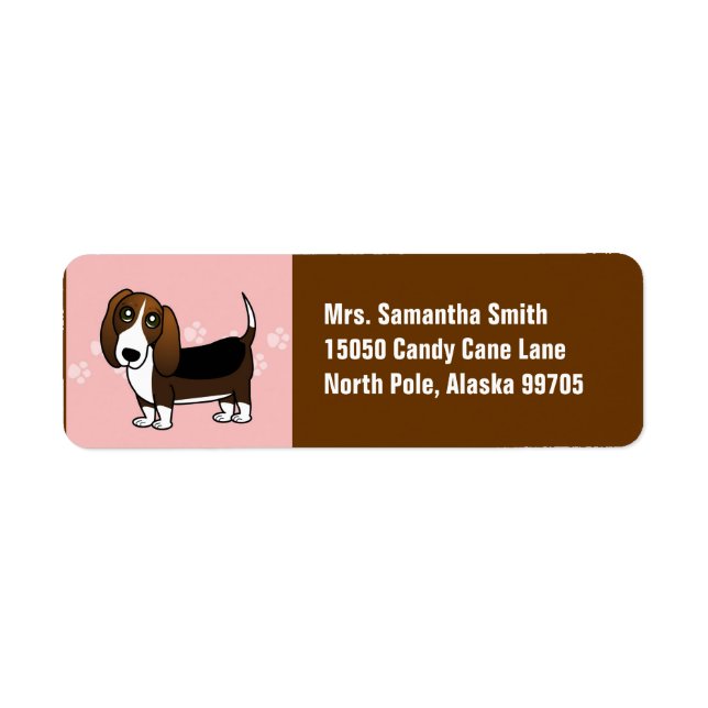 Niedlicher Basset Hound Cartoon - braun weiß und s (Vorne)
